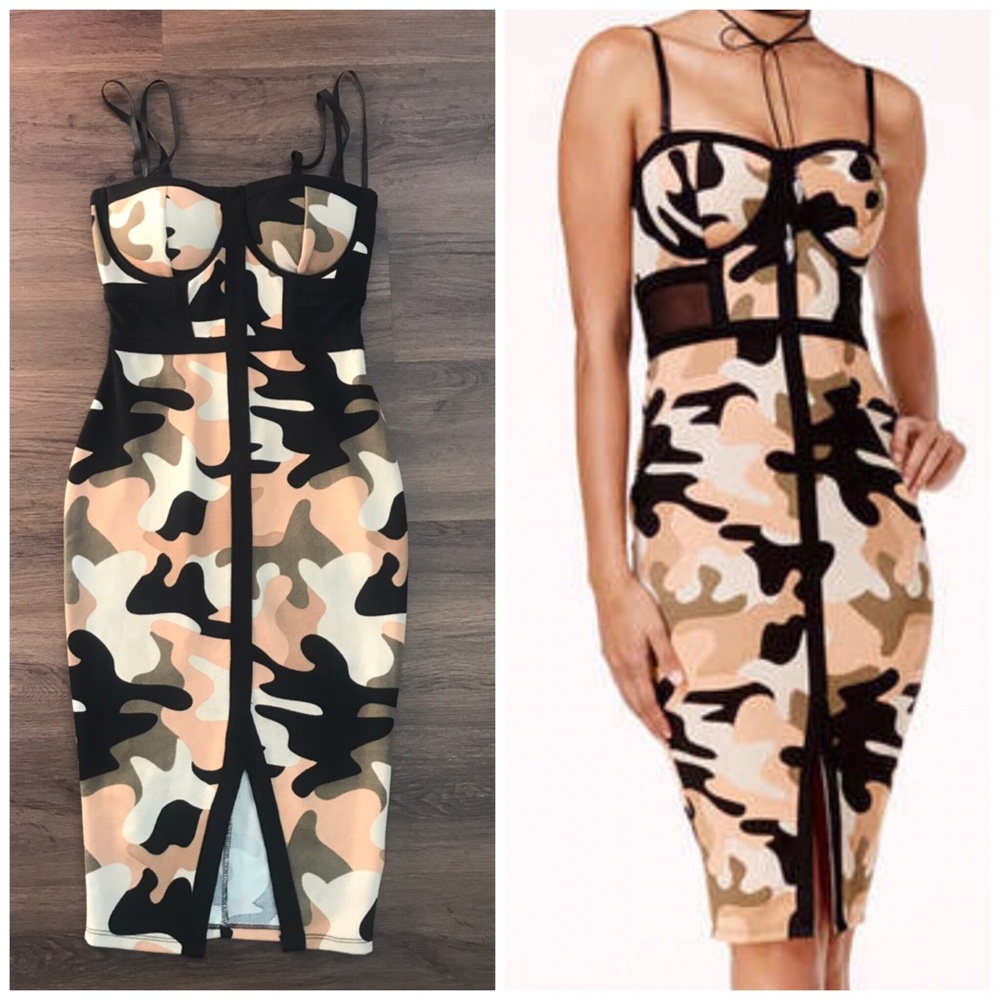 *SOLD* Material Girl camouflage bodycon dress